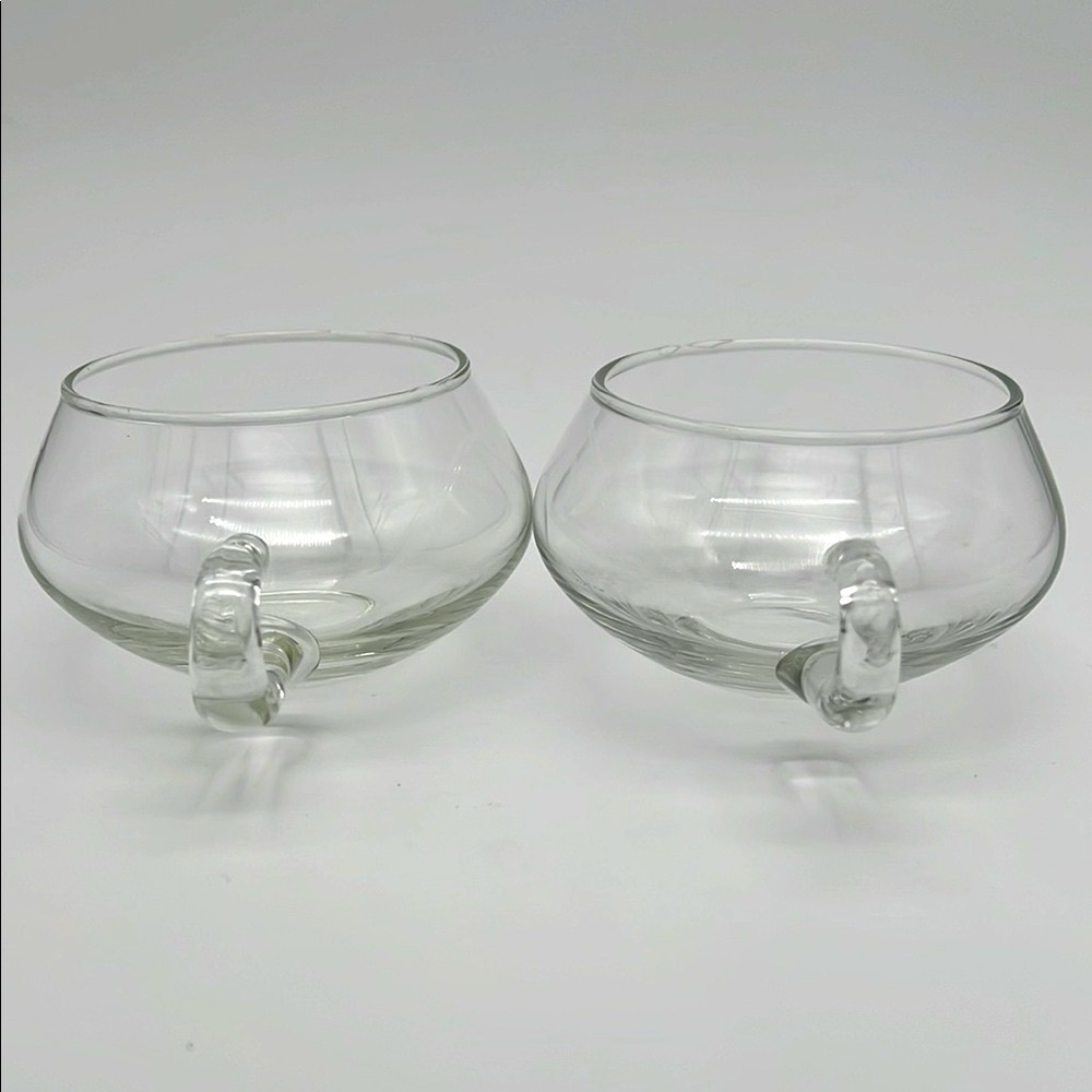 Vintage Moderno by Riekes-Crisa Hand Blown Clear Glass Punch Cups (Set of 2) - Picture 4 of 9